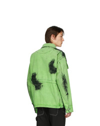Мужская зеленая джинсовая куртка с принтом тай-дай от Feng Chen Wang