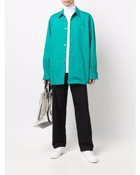 Мужская зеленая джинсовая рубашка от Raf Simons