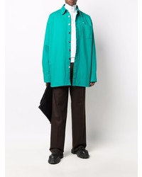 Мужская зеленая джинсовая рубашка от Raf Simons