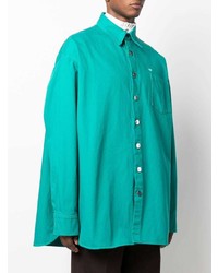 Мужская зеленая джинсовая рубашка от Raf Simons