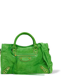 Женская зеленая замшевая сумка от Balenciaga