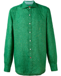 Мужская зеленая классическая рубашка от Isaia
