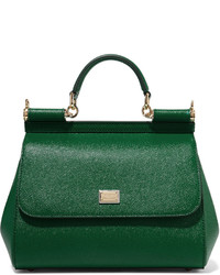 Зеленая кожаная большая сумка с рельефным рисунком от Dolce & Gabbana