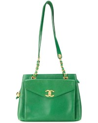 Зеленая кожаная большая сумка от Chanel