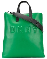 Зеленая кожаная большая сумка от DKNY