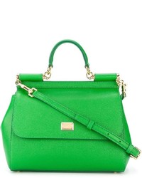 Зеленая кожаная большая сумка от Dolce & Gabbana