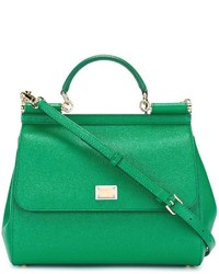 Зеленая кожаная большая сумка от Dolce & Gabbana
