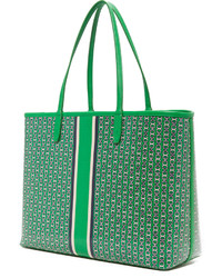 Зеленая кожаная большая сумка от Tory Burch