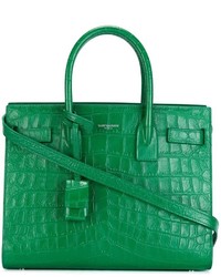Зеленая кожаная большая сумка от Saint Laurent