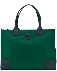 Зеленая кожаная большая сумка от Tory Burch