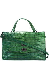 Зеленая кожаная большая сумка от Zanellato