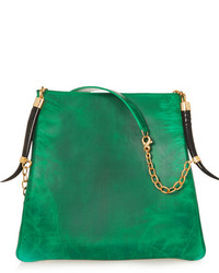 Зеленая кожаная большая сумка