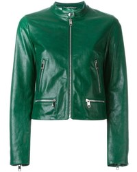 Зеленая кожаная куртка