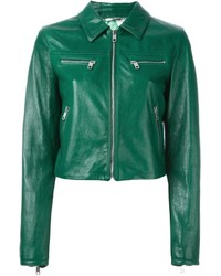 Женская зеленая кожаная куртка от Dolce & Gabbana