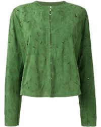 Женская зеленая кожаная куртка от Drome