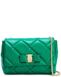 Женская зеленая кожаная стеганая сумка от Salvatore Ferragamo