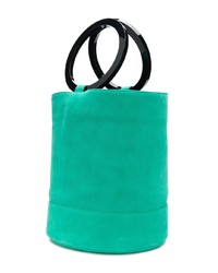 Зеленая кожаная сумка-мешок от Simon Miller