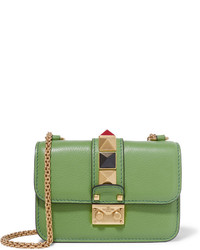 Женская зеленая кожаная сумка с украшением от Valentino