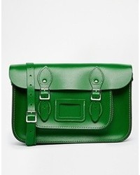 Зеленая кожаная сумка-саквояж