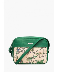 Зеленая кожаная сумка через плечо с принтом от Eleganzza