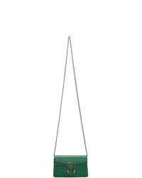 Зеленая кожаная сумка через плечо с украшением от Gucci