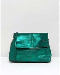 Зеленая кожаная сумка через плечо от Asos