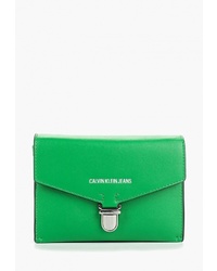 Зеленая кожаная сумка через плечо от Calvin Klein Jeans