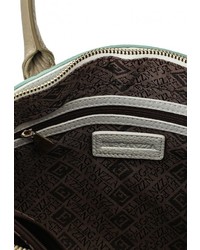 Зеленая кожаная сумка через плечо от Eleganzza