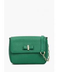 Зеленая кожаная сумка через плечо от Eleganzza