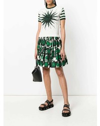 Зеленая короткая юбка-солнце с принтом от Fausto Puglisi