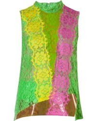 Зеленая кружевная майка