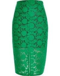 Зеленая кружевная юбка-карандаш