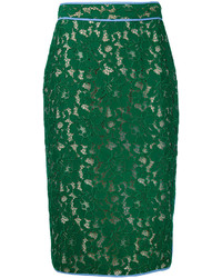 Зеленая кружевная юбка-карандаш от MSGM