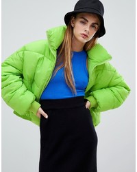 Женская зеленая куртка-пуховик от Bershka
