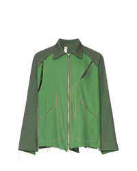 Мужская зеленая рваная куртка-рубашка от Sulvam
