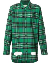 Мужская зеленая рубашка в шотландскую клетку от Off-White