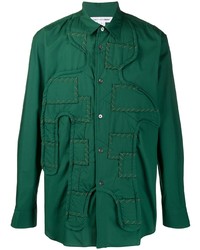 Мужская зеленая рубашка с длинным рукавом в стиле пэчворк от Comme Des Garcons SHIRT