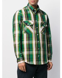 Мужская зеленая рубашка с длинным рукавом в шотландскую клетку от Gitman Vintage