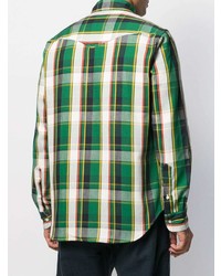Мужская зеленая рубашка с длинным рукавом в шотландскую клетку от Gitman Vintage