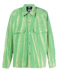 Зеленая рубашка с длинным рукавом с принтом тай-дай