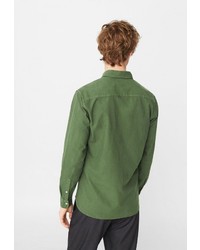 Мужская зеленая рубашка с длинным рукавом от Mango Man