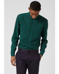 Мужская зеленая рубашка с длинным рукавом от Topman