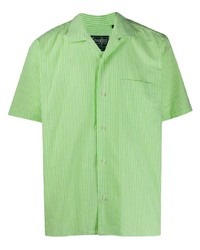 Мужская зеленая рубашка с коротким рукавом в вертикальную полоску от Gitman Vintage