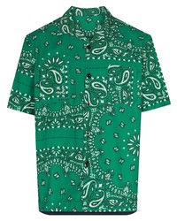 Мужская зеленая рубашка с коротким рукавом с "огурцами" от Sacai
