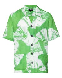 Мужская зеленая рубашка с коротким рукавом с принтом тай-дай от Labrum London