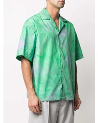 Мужская зеленая рубашка с коротким рукавом с принтом тай-дай от MSGM