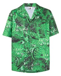 Мужская зеленая рубашка с коротким рукавом с принтом от Daily Paper