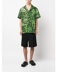Мужская зеленая рубашка с коротким рукавом с принтом от Waxman Brothers