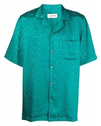 Мужская зеленая рубашка с коротким рукавом с принтом от Lanvin