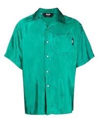 Мужская зеленая рубашка с коротким рукавом с принтом от MSGM